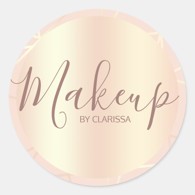 Sticker Rond motif rose or et rose pâle (Devant)