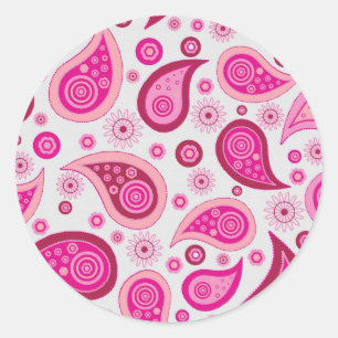 Sticker Rond Motif rose Paisley