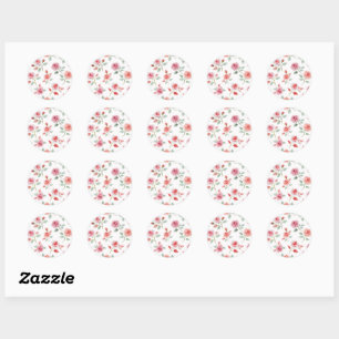 Sticker Rond Motif rose rose, couleur douce,