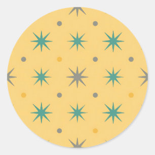 Sticker Rond Motif sans couture étoile burst du milieu du siècl