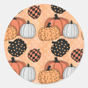 Sticker Rond Motif Sans Faille Avec Citrouilles.Jour De L'Actio