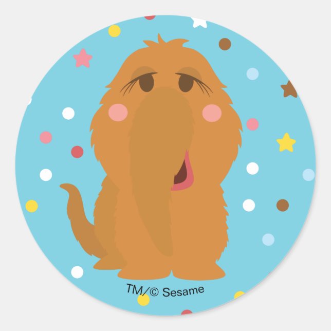 Sticker Rond Motif Snuffleupagus Blue Stars & Dots (Devant)