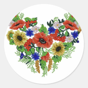 Sticker Rond Motif traditionnel, Motif traditionnel roumain T-S