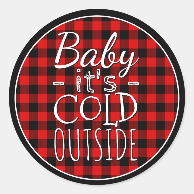 Sticker Rond Motif traditionnel rouge noir pays chèque plaid (Devant)