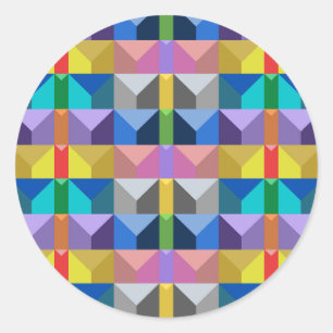 Sticker Rond Motif triangle abstrait 3D multicolore