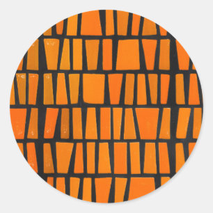Sticker Rond Motif tribal d'Afrique orange et noire