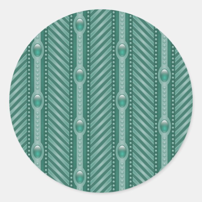 Sticker Rond Motif Turquoise ornemental (Devant)