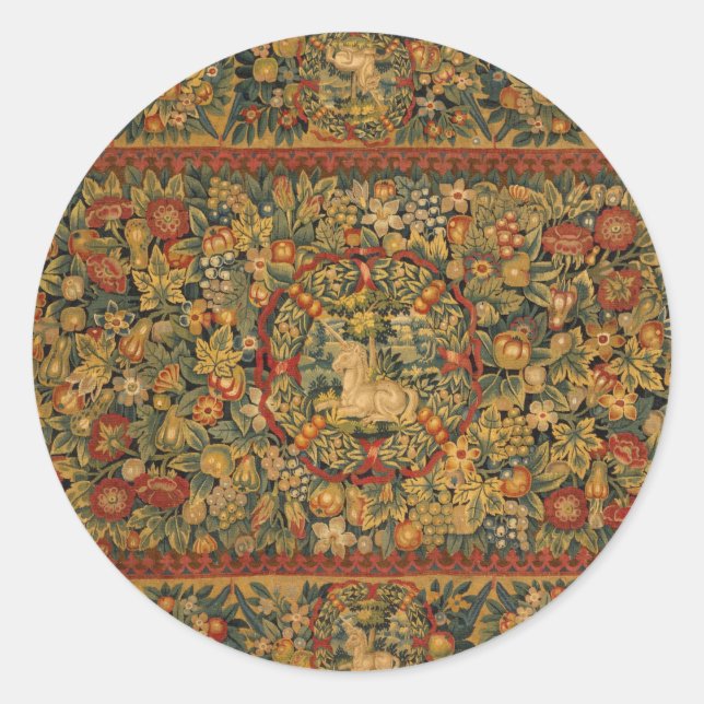 Sticker Rond Motif Unicorne Floral (Devant)