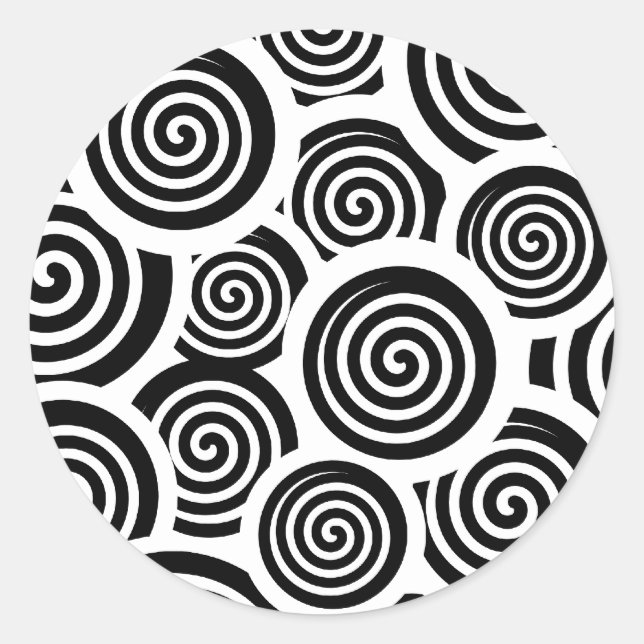 Sticker Rond Motif vectoriel spirale noire et blanche (Devant)
