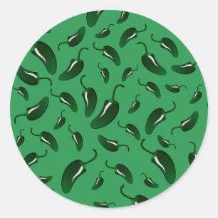 Sticker Rond Motif vert de poivrons de jalapeno