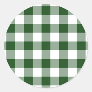 Sticker Rond Motif vert et blanc de guingan