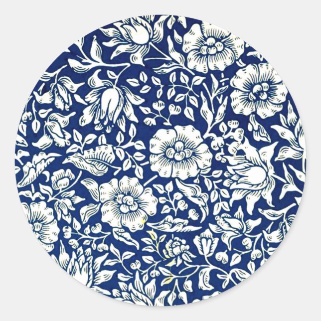 Sticker Rond Motif vintage Blue Mallow (Devant)