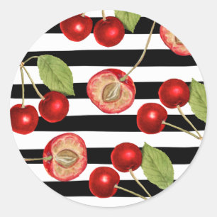 Sticker Rond motif vintage cerise