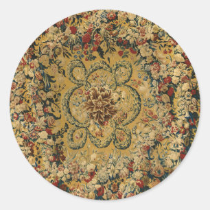Sticker Rond Motif Vintage coloré en tapis floral