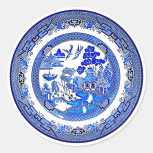 Sticker Rond Motif Vintage de l'antiquité Blue Willow vers 179