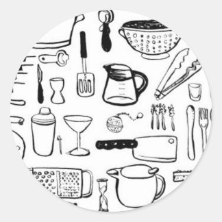 Sticker Rond Motifs colorés de cuisine