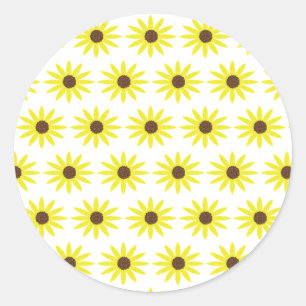 Sticker Rond Motifs de tournesol floral fleurs jaune doré