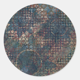 Sticker Rond Motifs grungy avec des patchwork de Textures