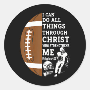Sticker Rond Motivation Bible Verse Cadeaux Chrétiens Football