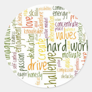 Sticker Rond Motivation Mots #2 attitude positive