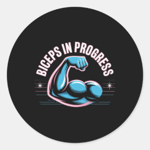 Sticker Rond Motivational Funny Gym Humour Biceps Gains Biceps 