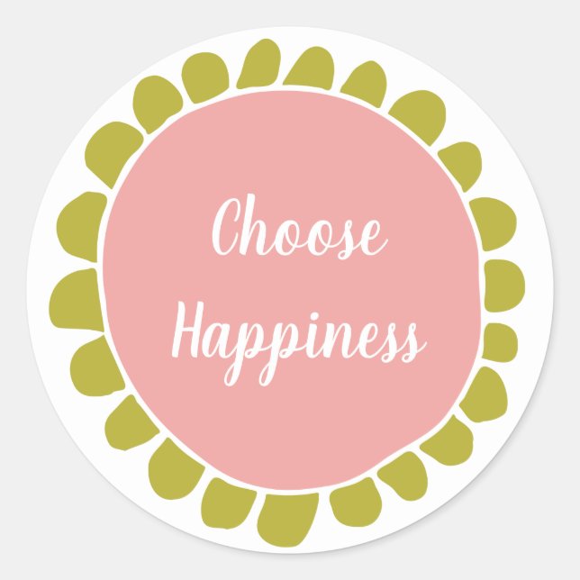 Sticker Rond Motivationnel Choisir le bonheur mignon (Devant)