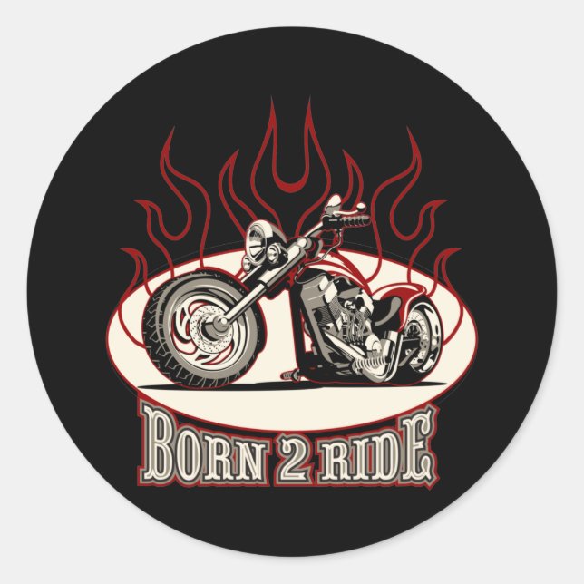 Sticker Rond Moto caricature (Devant)