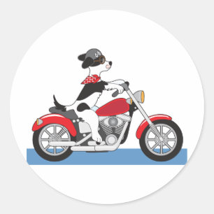 Sticker Rond Moto-chien