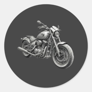 Sticker Rond Moto Cruiser Rétro Monochrome