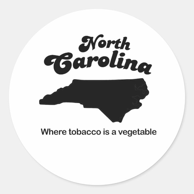 Sticker Rond Moto de Caroline du Nord - Où le tabac est un légu (Devant)