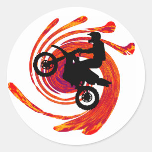 Sticker Rond Moto Fire Tracks