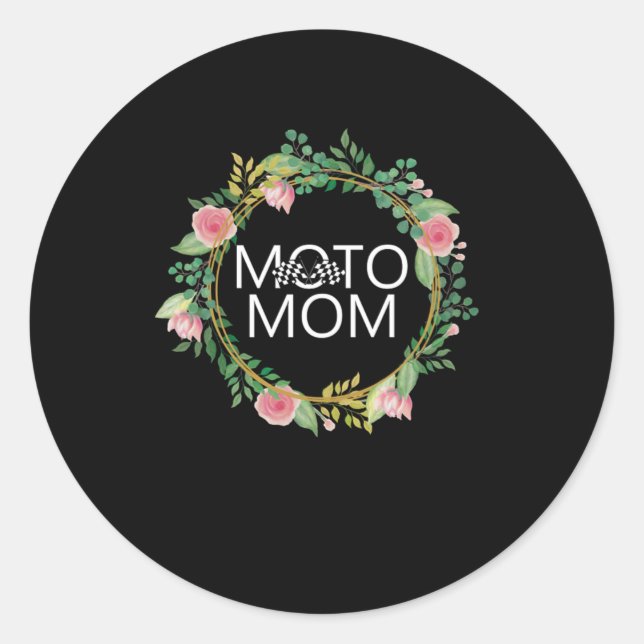 Sticker Rond Moto Maman Motocross Mère Moto Biker Cadeau (Devant)