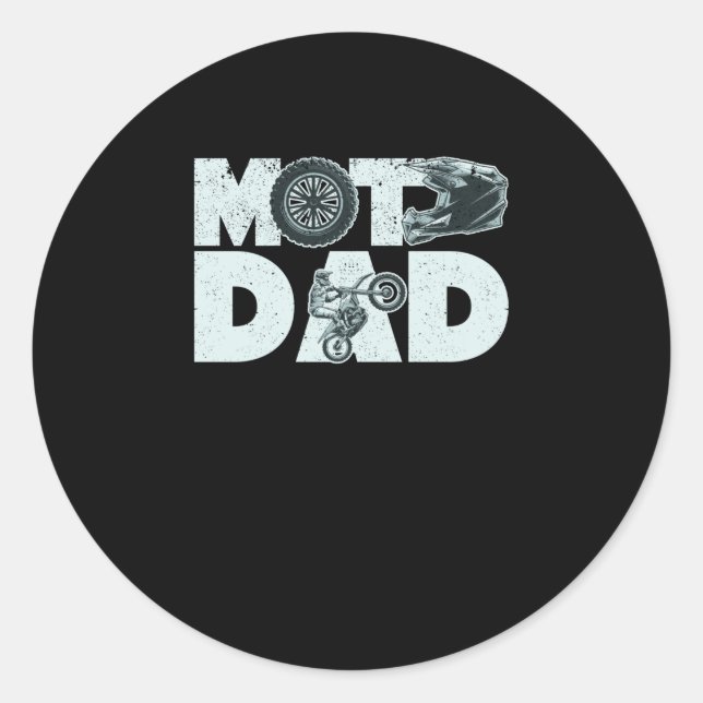 Sticker Rond Moto Papa Drôle Dirt Bike Motocross Daddy Père (Devant)