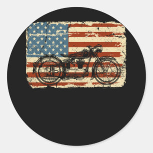 Sticker Rond Moto USA Drapeau patriotique vintage juillet 4