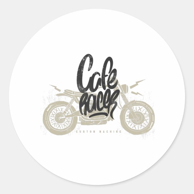 Sticker Rond Moto vintage Cafe racer (Devant)