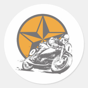 Sticker Rond Moto vintage emballant l'étoile de cercle