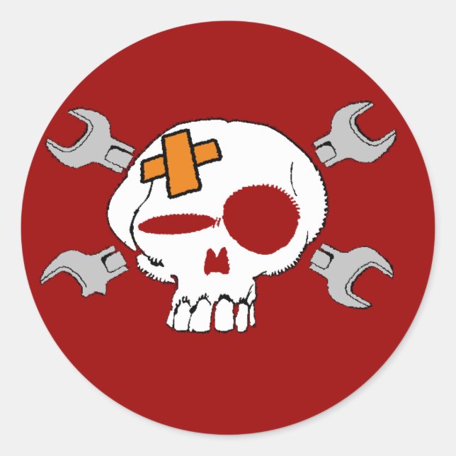 STICKER ROND MOTOCLUBM SKULL VINTAGE (Devant)