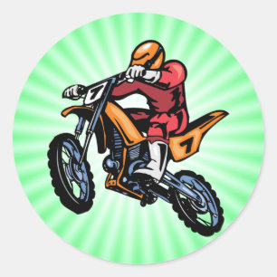 Sticker Rond Motocross vert au néon