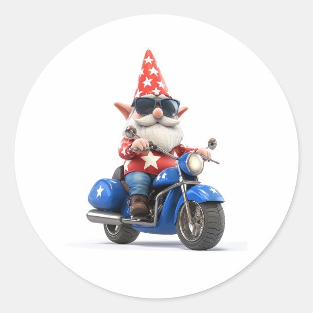 Sticker Rond Motocyclette américaine Gnome (Devant)