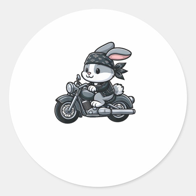 Sticker Rond Motocyclette de lapin pour animal de compagnie amu (Devant)