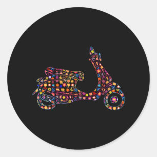 Sticker Rond Motocyclette Motif à fleurs
