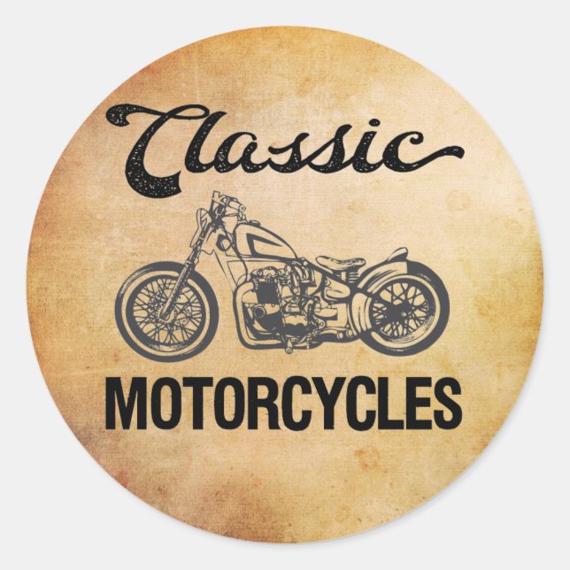 Sticker Rond Motocyclettes classiques motard vintage (Devant)