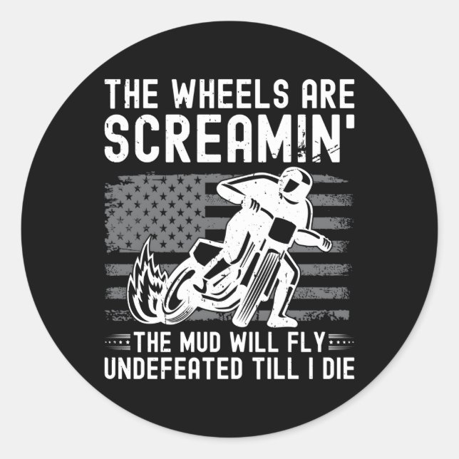 Sticker Rond Motocyclisme sur piste plate Us (Devant)