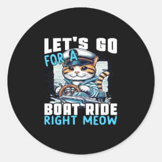 Sticker Rond Motor boats cat captain speed boat owner cats