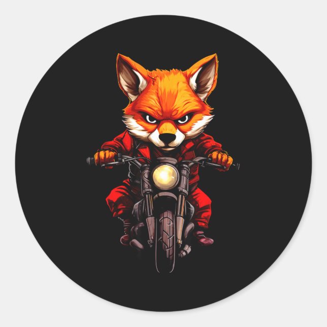 Sticker Rond Motorcycle Foxes  (Devant)