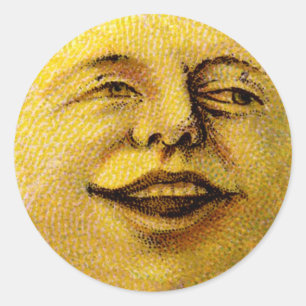 Sticker Rond Mots clés vintage de préférence de la lune sourian