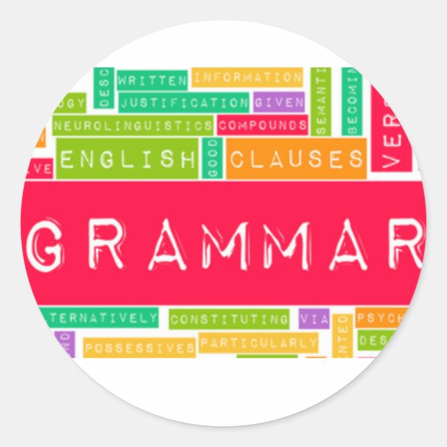 Sticker Rond Mots de grammaire colorés (Devant)