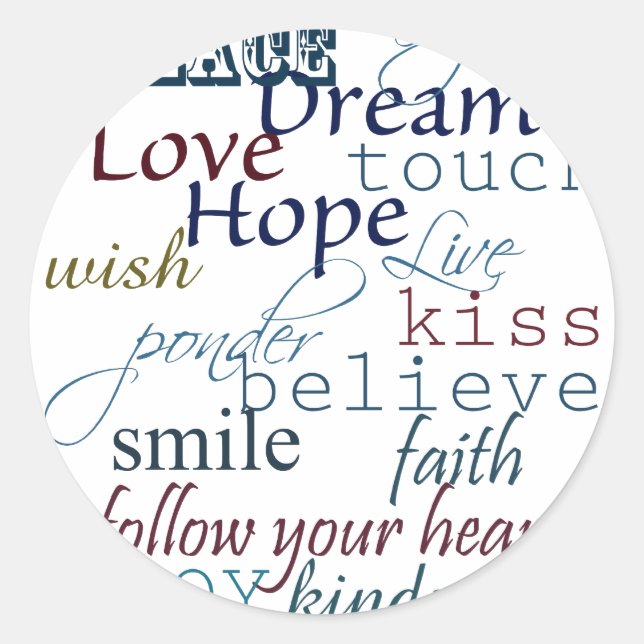 Sticker Rond Mots d'inspiration (Devant)
