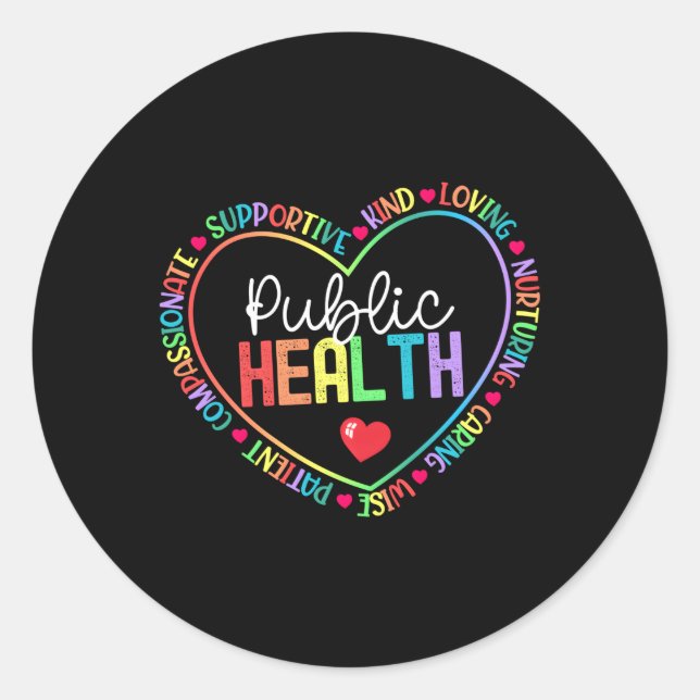 Sticker Rond Mots Santé publique Travailleur de santé Épidemiol (Devant)