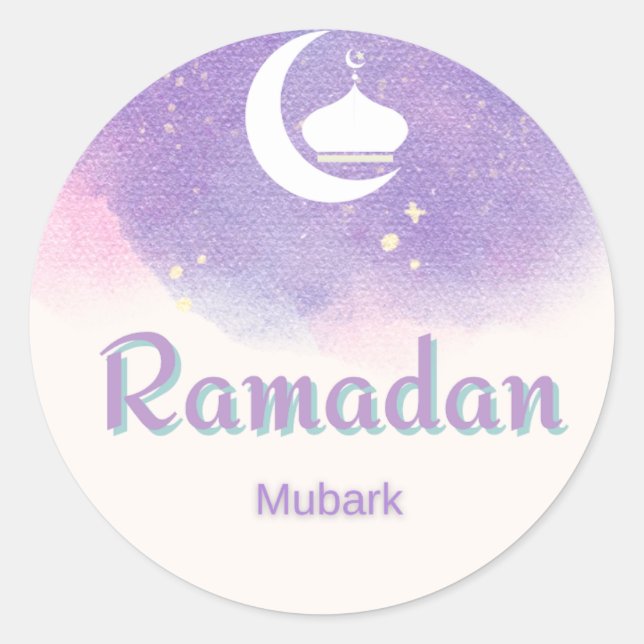 Sticker Rond Moubarak pourpre du Ramadan (Devant)